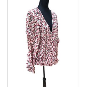 Max Studio V-Neck Floral Women's Blouse Top Size XL